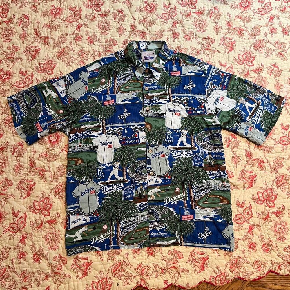 New Rare Reyn Spooner x MLB Los Angeles Dodgers Hawaiian AOP baseball Shirt